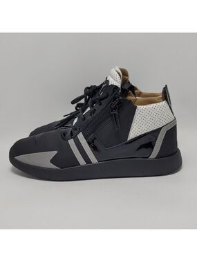 Giuseppe Zanotti Mens Runner Renew Black & White Mid Top Leather Sneaker Size 40